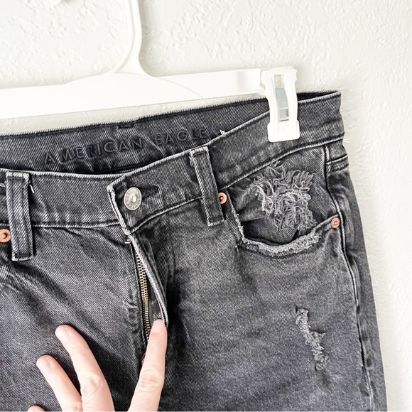 American Eagle Jeans Women's 6 '90s Skinny Distressed Gray Black - Picture 5 of 8
